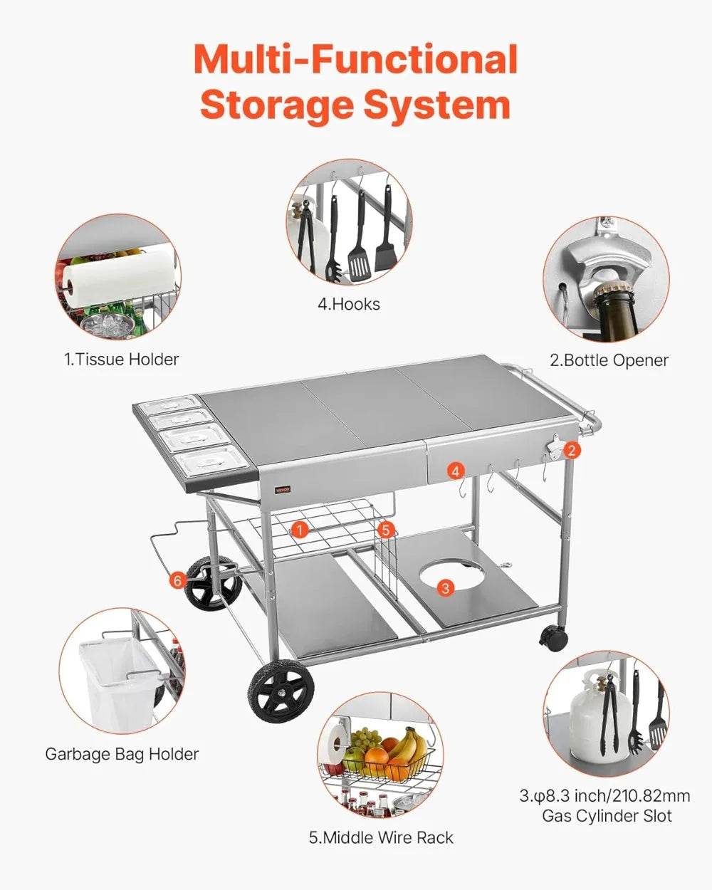 Grill Cart with Wheels