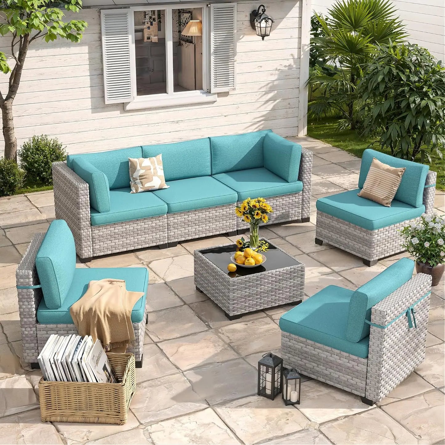 6-Seat Outdoor Wicker Set