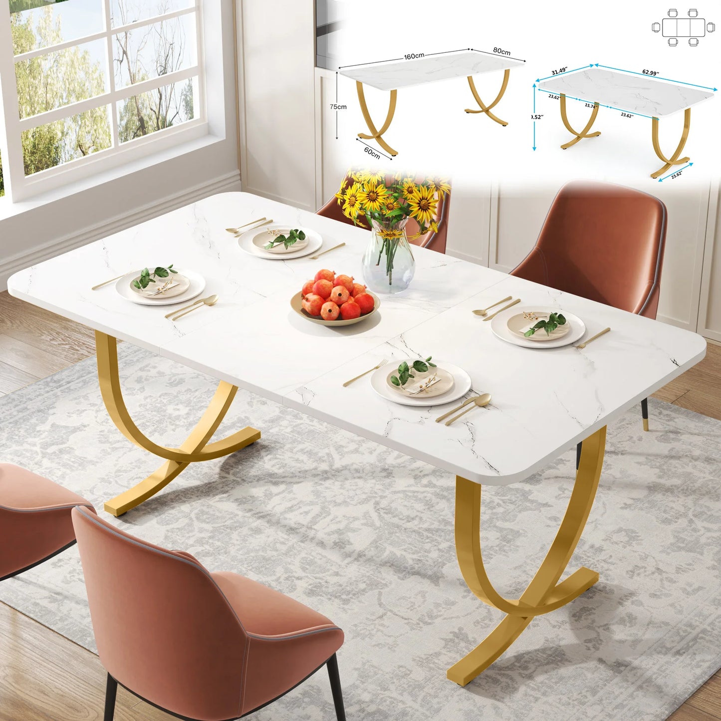 63-Inch Rectangular Dining Table