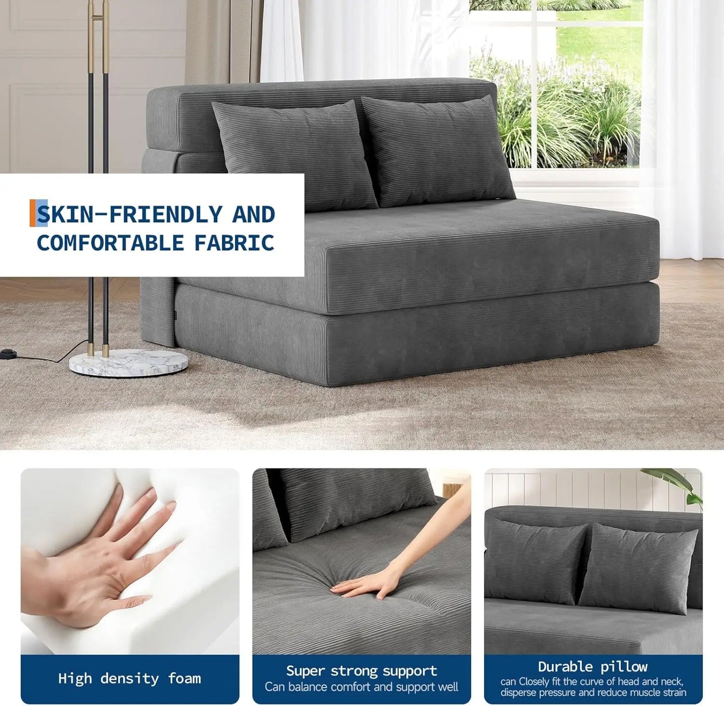 4-in-1 Convertible Folding Sofa Bed