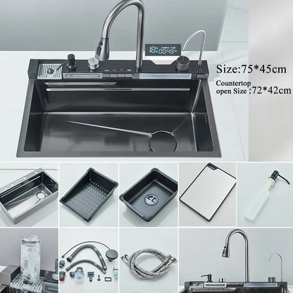 304 Stainless Steel Waterfall Kitchen Sink