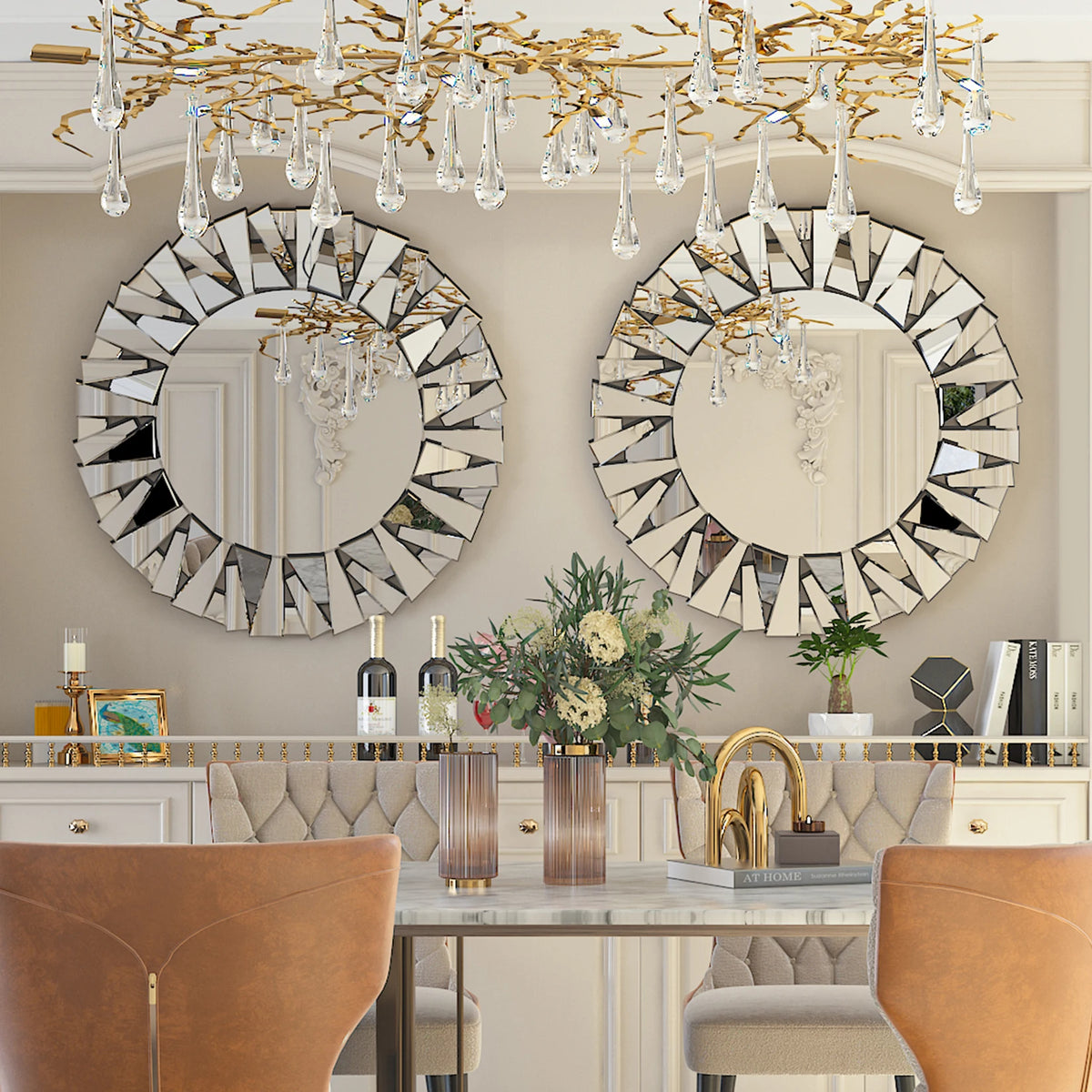 32" Wall Decorative Round Sunburst Mirror
