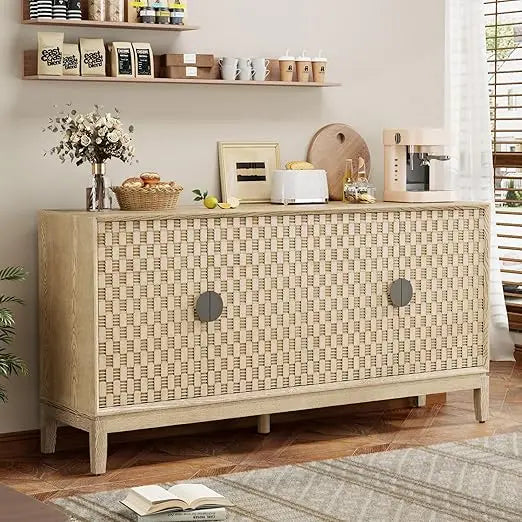 Cabinet with Storage & Carved Doors