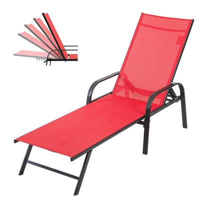 JHK Folding Portable 8-legged Beach Chair Outdoor Sun Chairs with Armrests Metal Frame Lounge Recliner Chair for Patio Backyard
