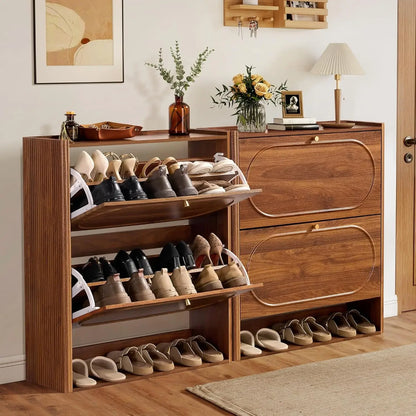 Set of 1-2 Fluted Shoe Cabinets