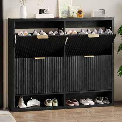 Fluted Shoe Storage Cabinet