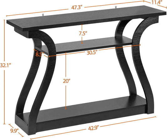 Wood Console Table 3 Tier Narrow Table