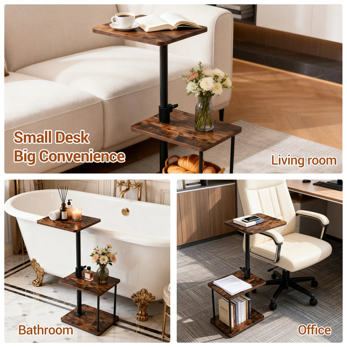 360° Swivel C Shaped Side Table