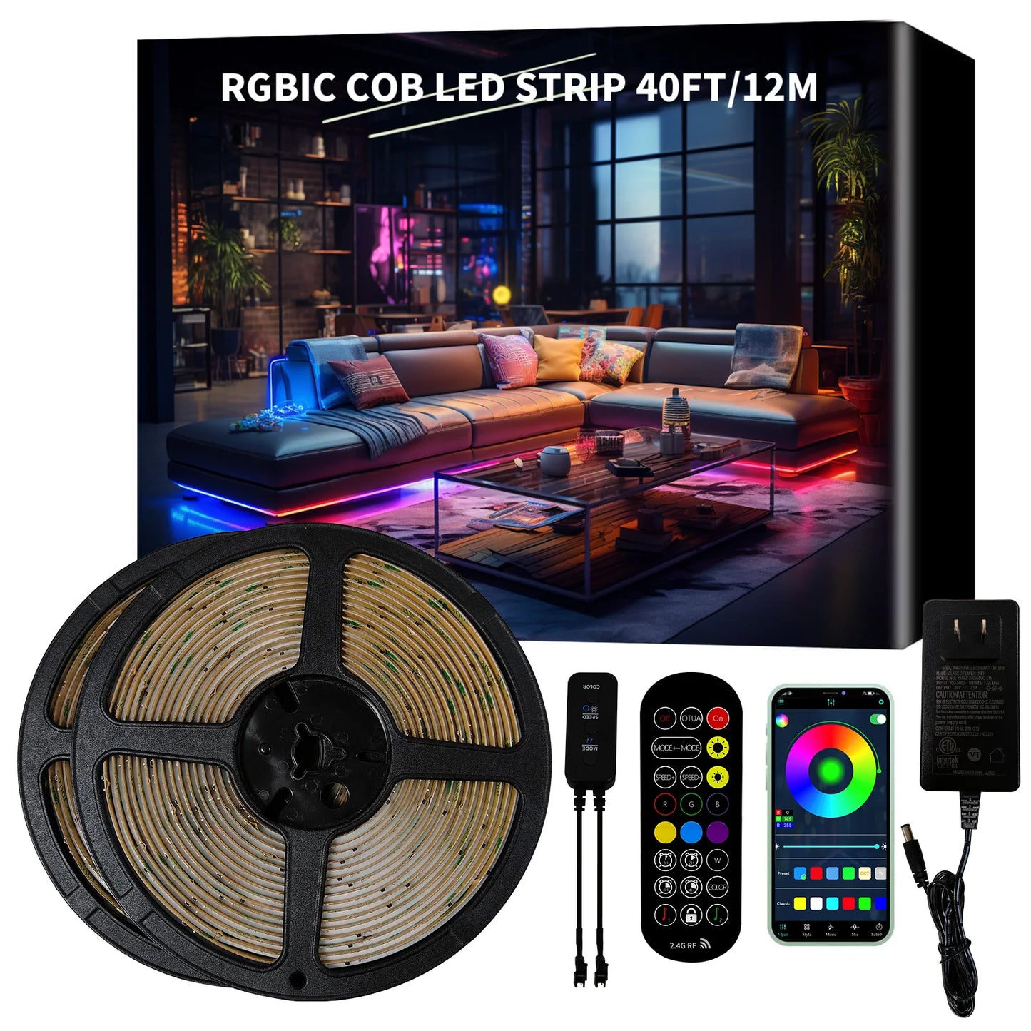 LED Strip Lights COB RGBIC 24V 6M/12M RGB