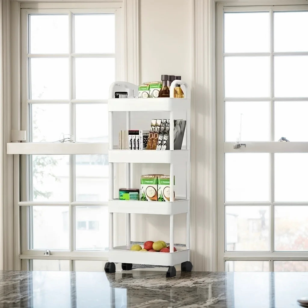 1pc 3 or 4-Tier Rolling Storage Cart