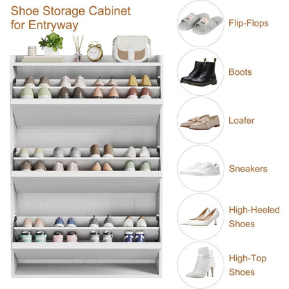 Shoe Cabinet with Flip Drawers