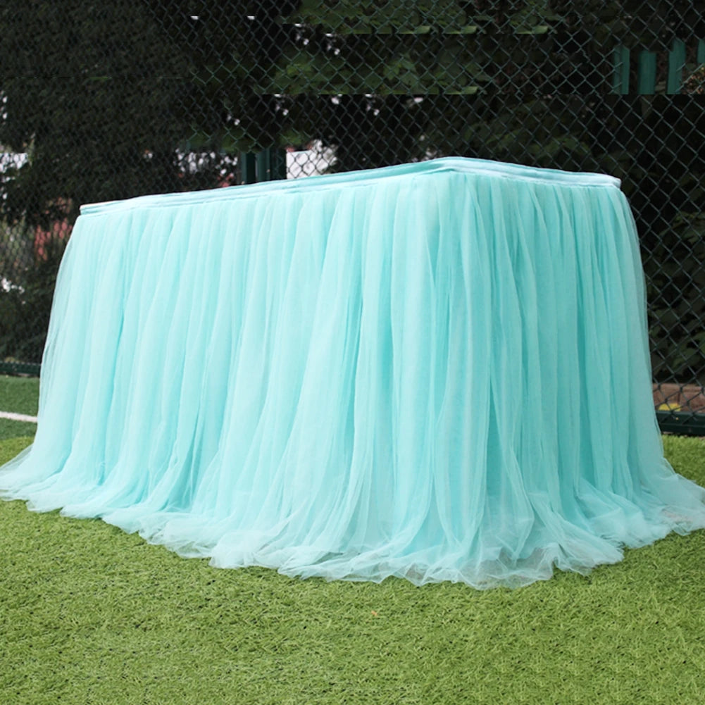 Tulle Table Skirt Elastic Mesh