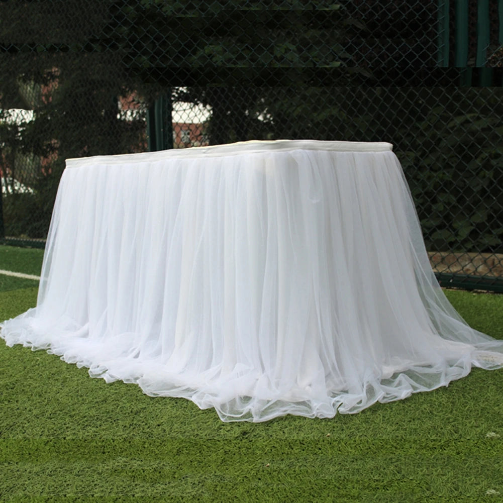 Tulle Table Skirt Elastic Mesh