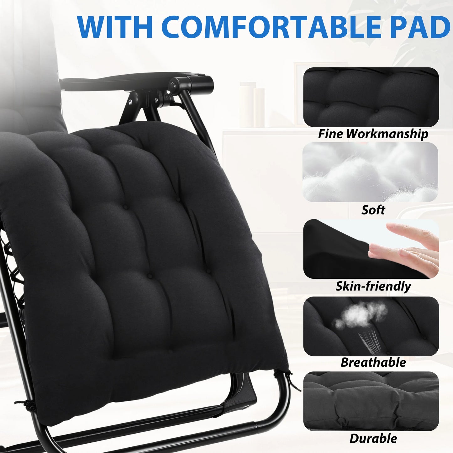 Zero Gravity Cushioned Lounge Chair