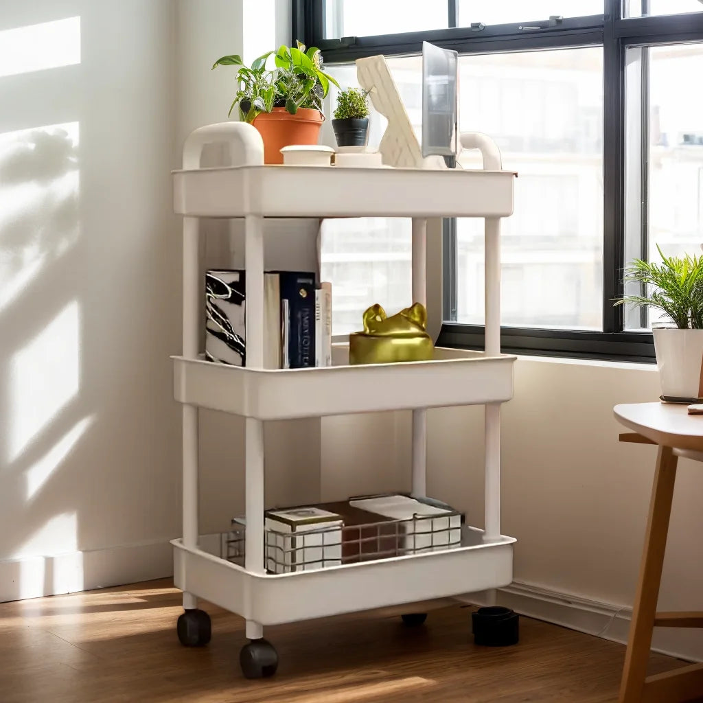 1pc 3 or 4-Tier Rolling Storage Cart