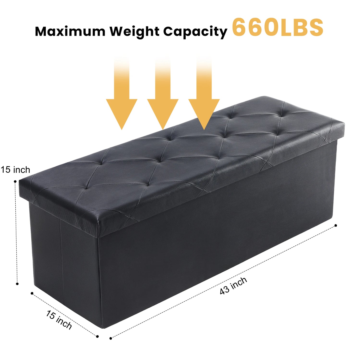 43 Inches Leather Folding Ottoman