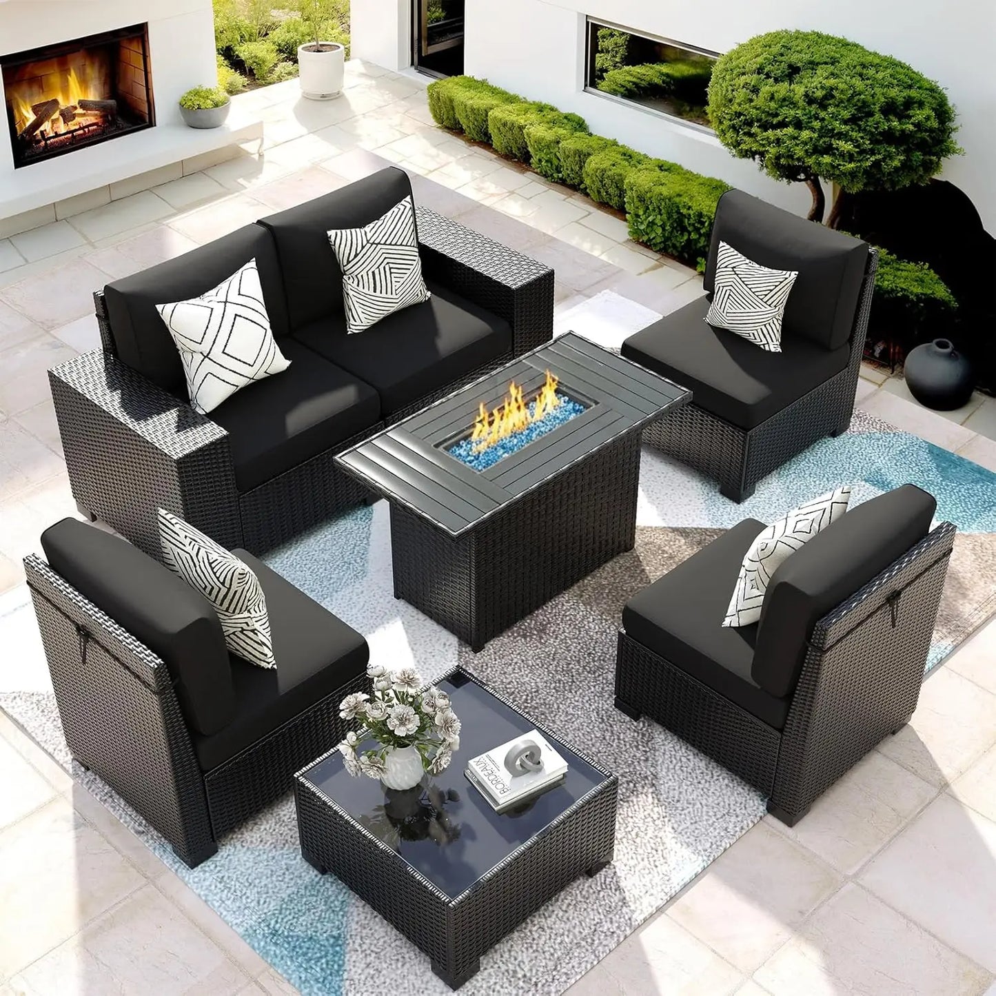 Furniture Set with Fire Pit Table