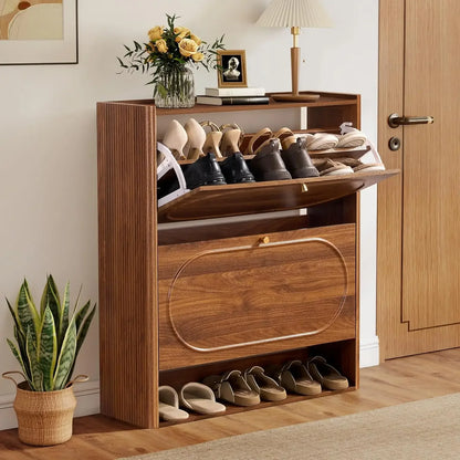 Set of 1-2 Fluted Shoe Cabinets