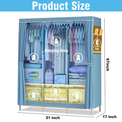 51-Inch Portable Closet Wardrobe