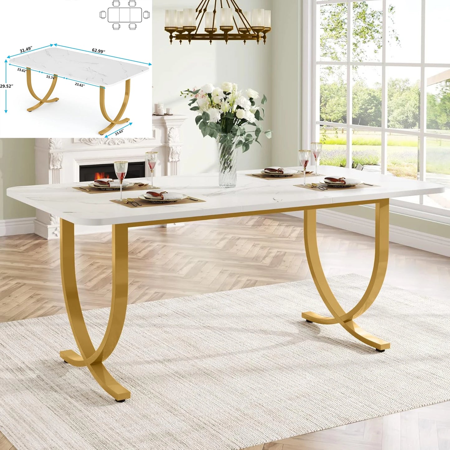 78.7 Inches Long Dining Table for 6-8 Person
