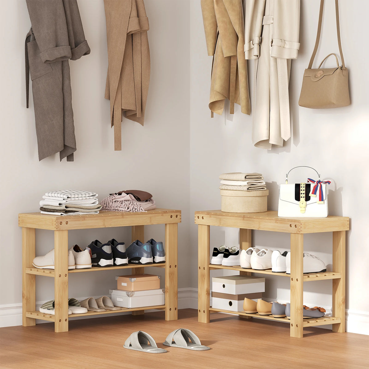 3 Tier Wood Shoe Cabinet
