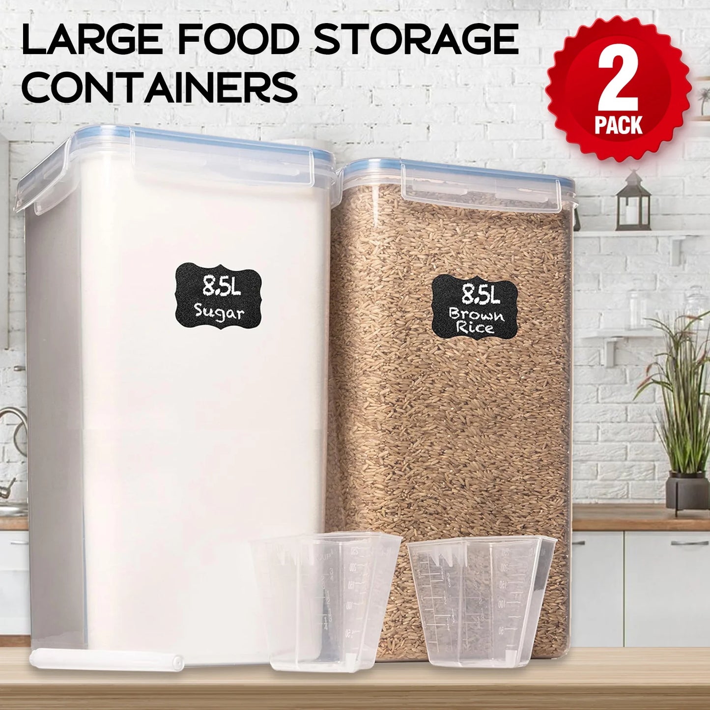 2Pcs Large Airtight Food Storage