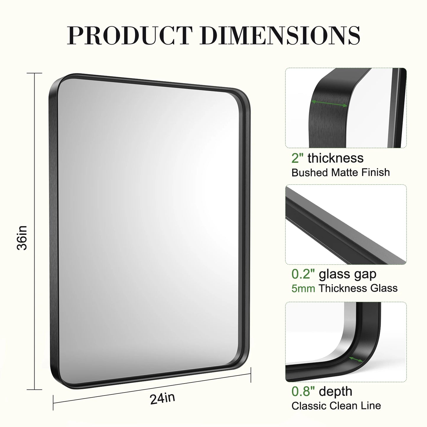 JHK Large Rectangle Mirror 30x40 Inch