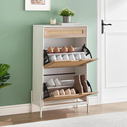 Hidden Shoe Cabinet With 2 Flip Doors 1 Drawer Narrow