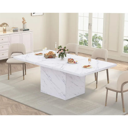 White Faux Marble Dining Table