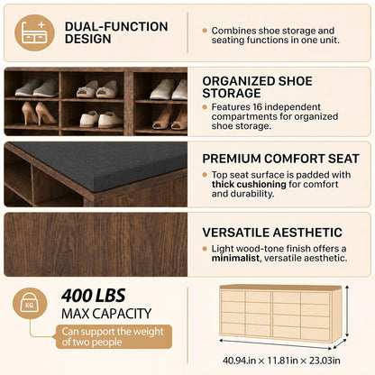 Shoe Storage Bench with Cushion