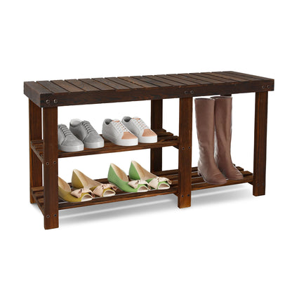 3-Tier Wood Shoe Bench