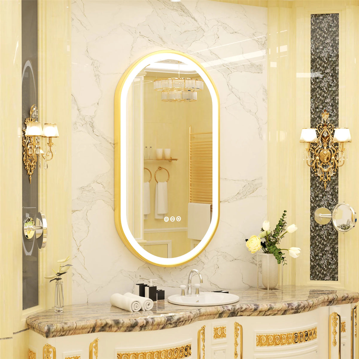 Large LED Oval Bathroom Mirror