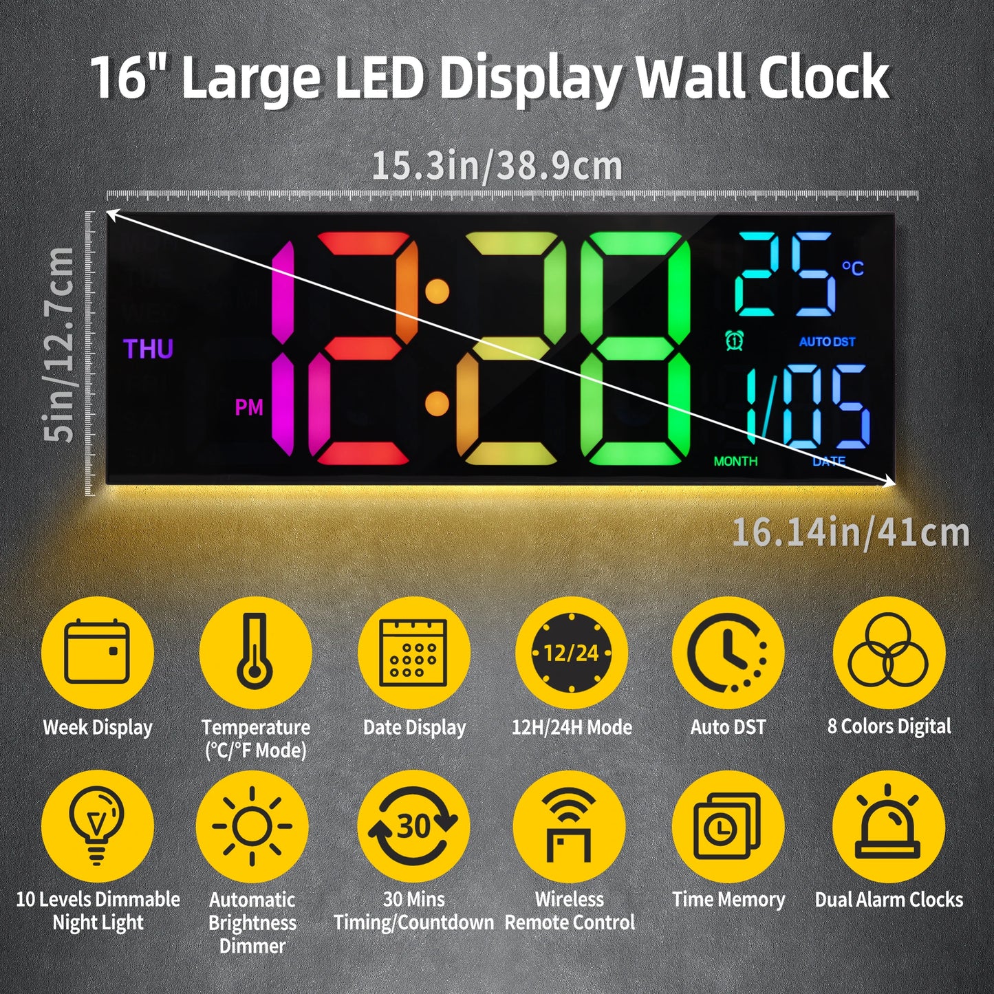16" Large Digital Wall Clock