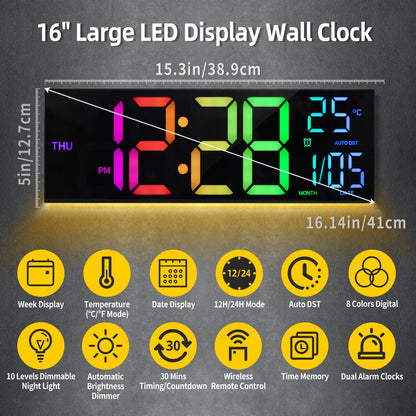 16" Large Digital Wall Clock
