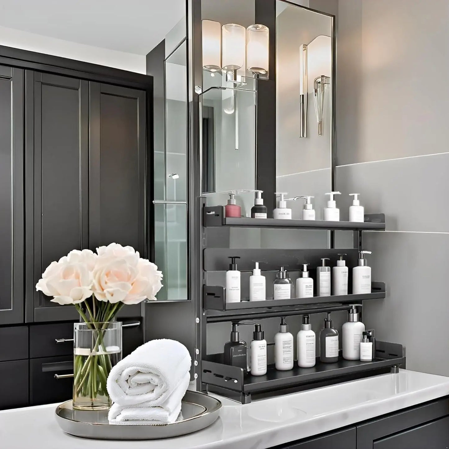 Three-tier height spice rack