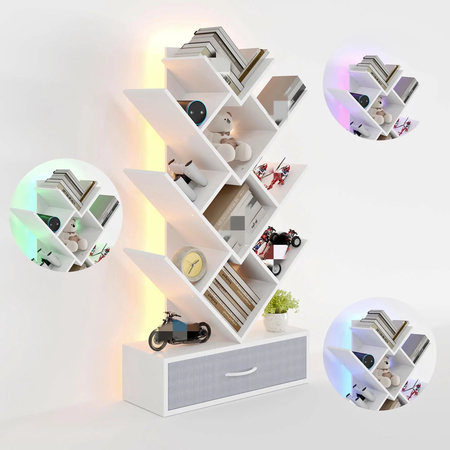 Tree Bookshelf with LED Lights
