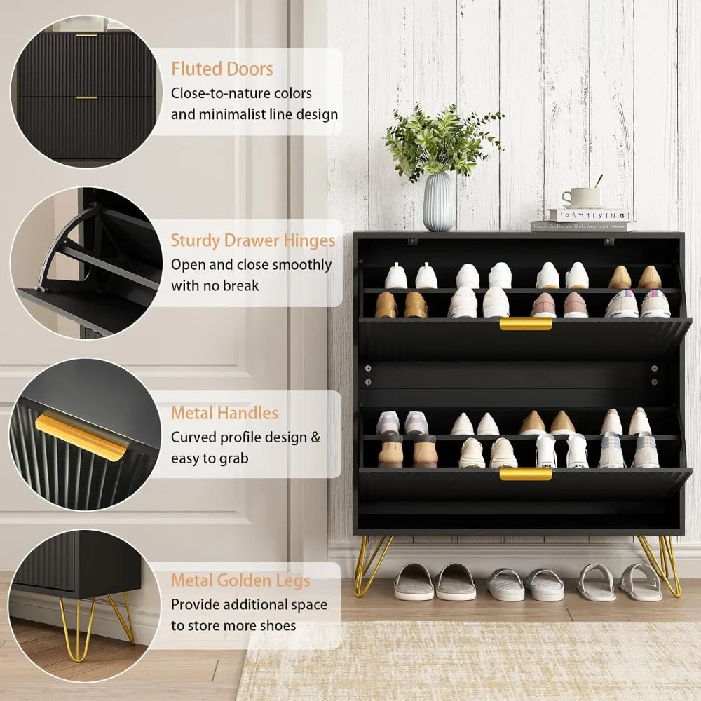 Fluted  Shoe Storage Cabinets