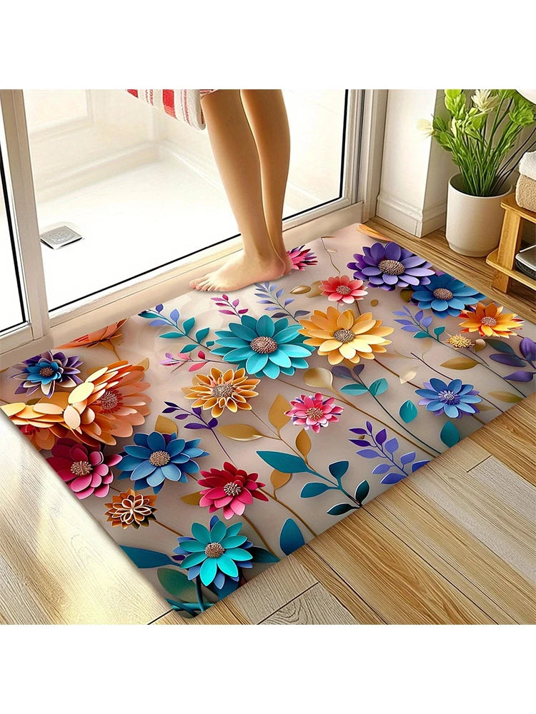 1pc multi-color floral print design mat