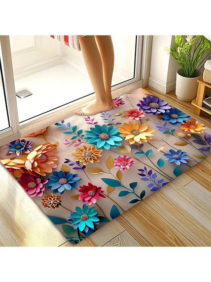 1pc multi-color floral print design mat