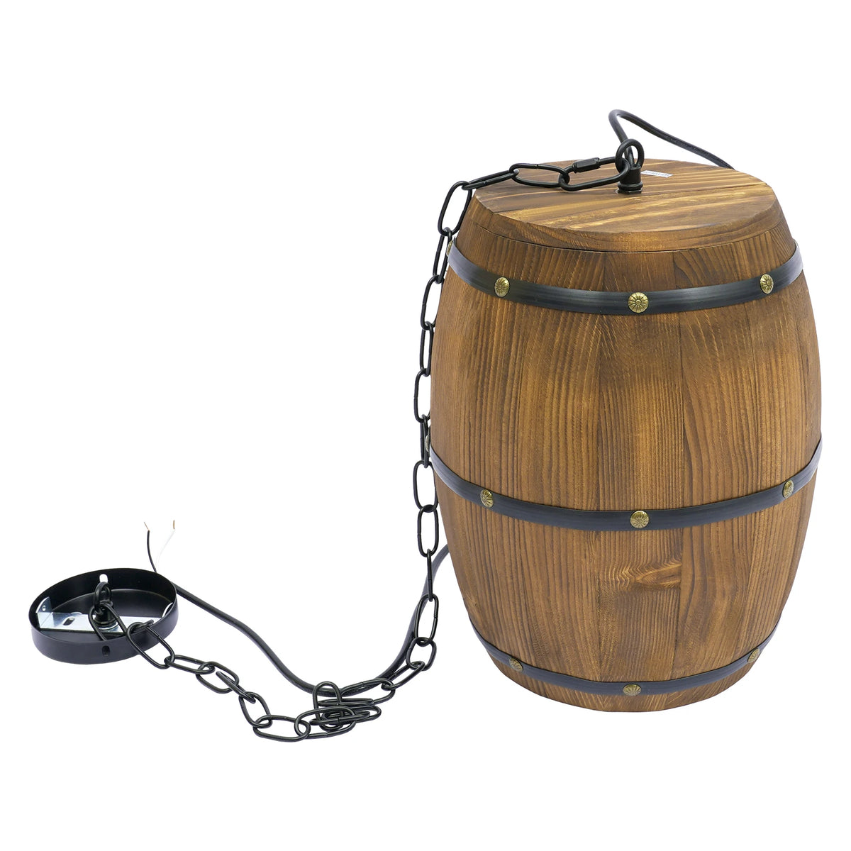 Retro Wood Wine Barrel Pendant Light