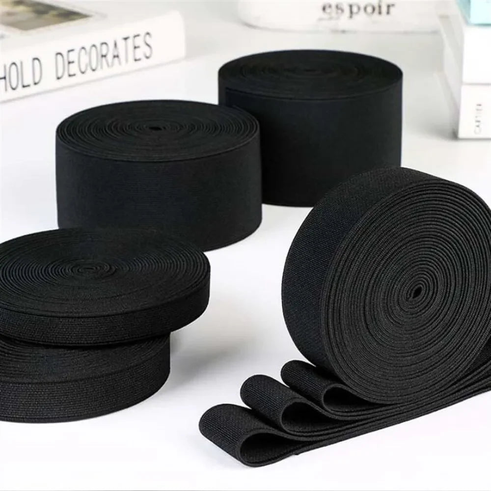 Flat Elastic Band Black White Rubber Band