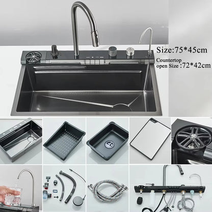 304 Stainless Steel Waterfall Kitchen Sink