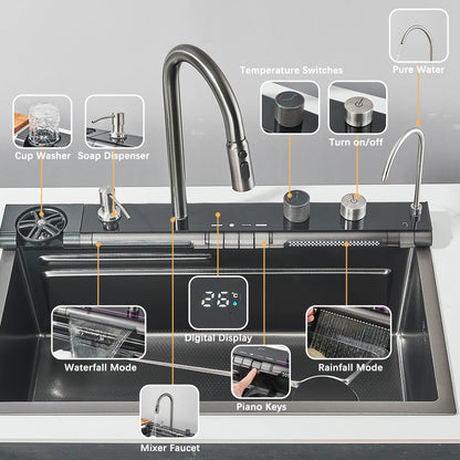 Stainless Steel Kitchen Waterfall Sink