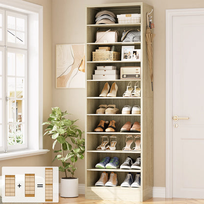 10 Tiers Narrow Wood Shoe Rack