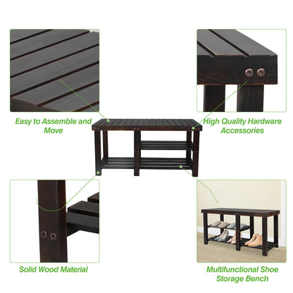 3-Tier Wood Shoe Bench