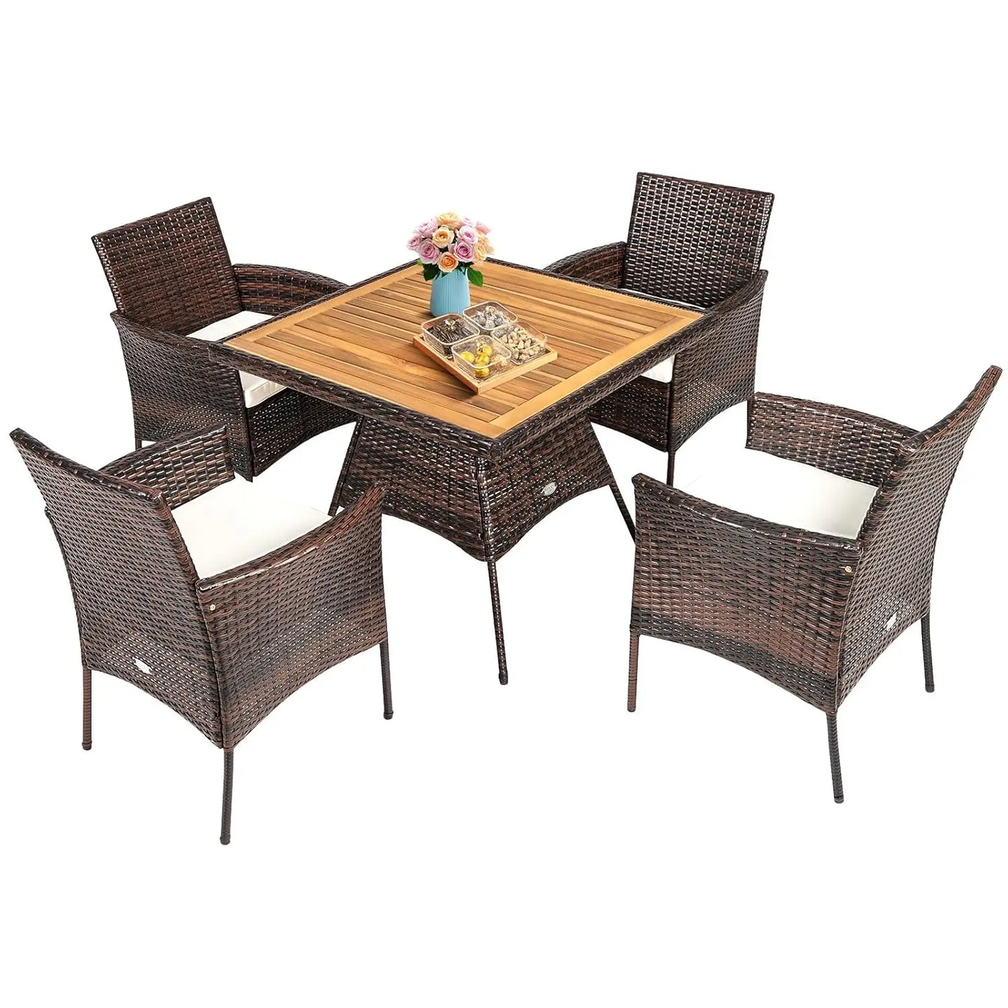 5pc PE Wicker Patio Dining Set