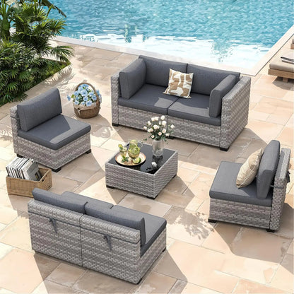 6-Seat Outdoor Wicker Set