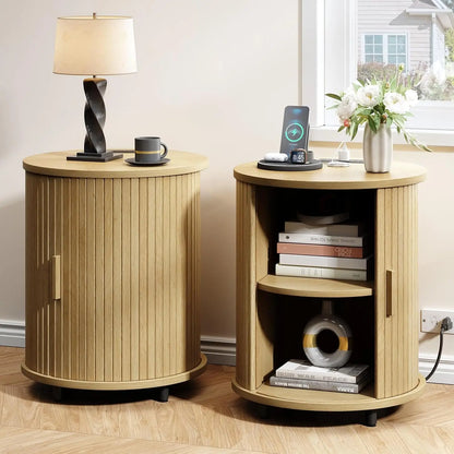 Fluted Round End Table