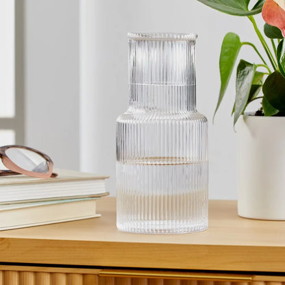 30 Ounce Clear Ribbed Glass Pitcher