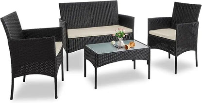 4 Piece Outdoor Wicker Patio Furniture Set